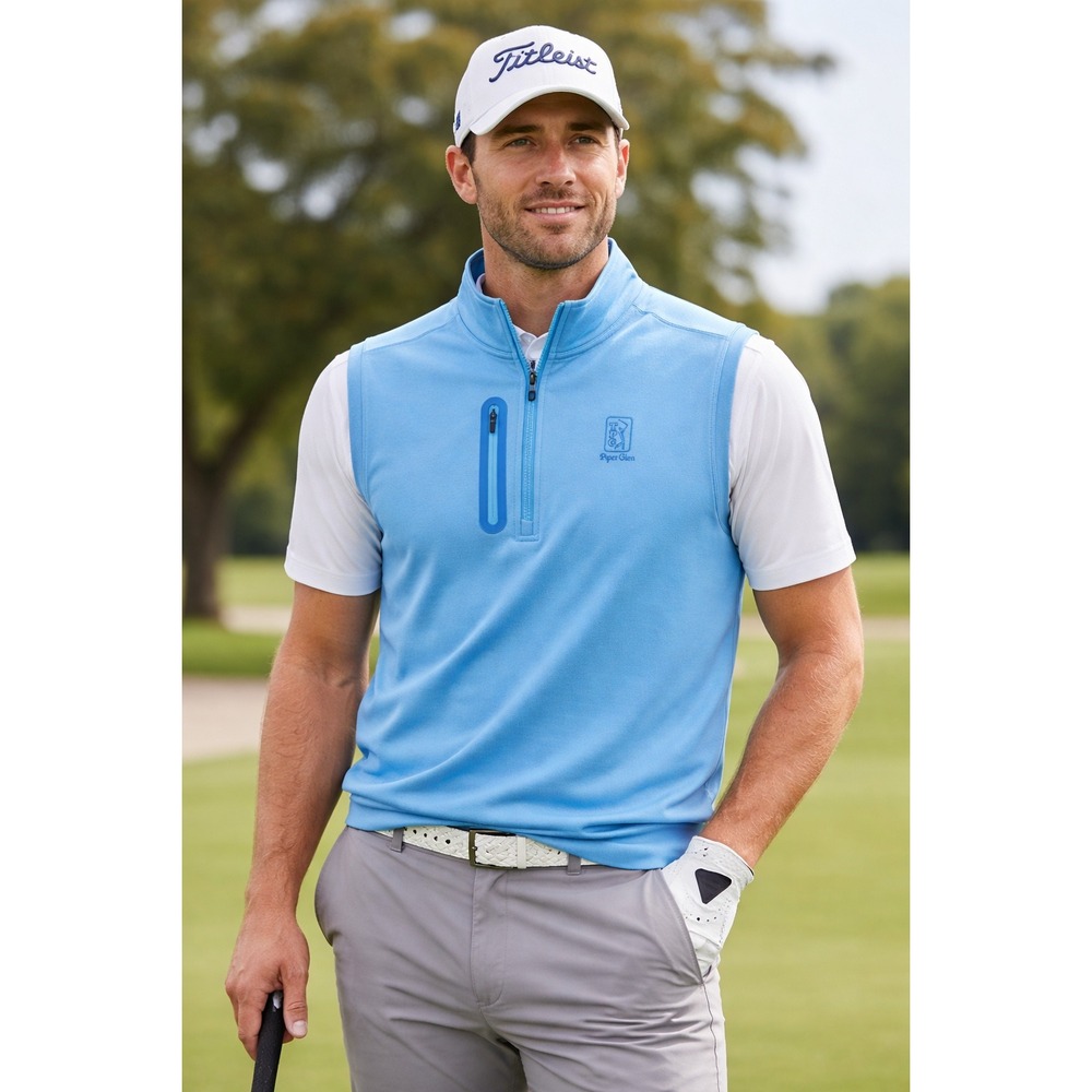 W1 NWT Mens‎ Johnnie O Denny Vest Maverick Blue Golf Quarter Zip Large